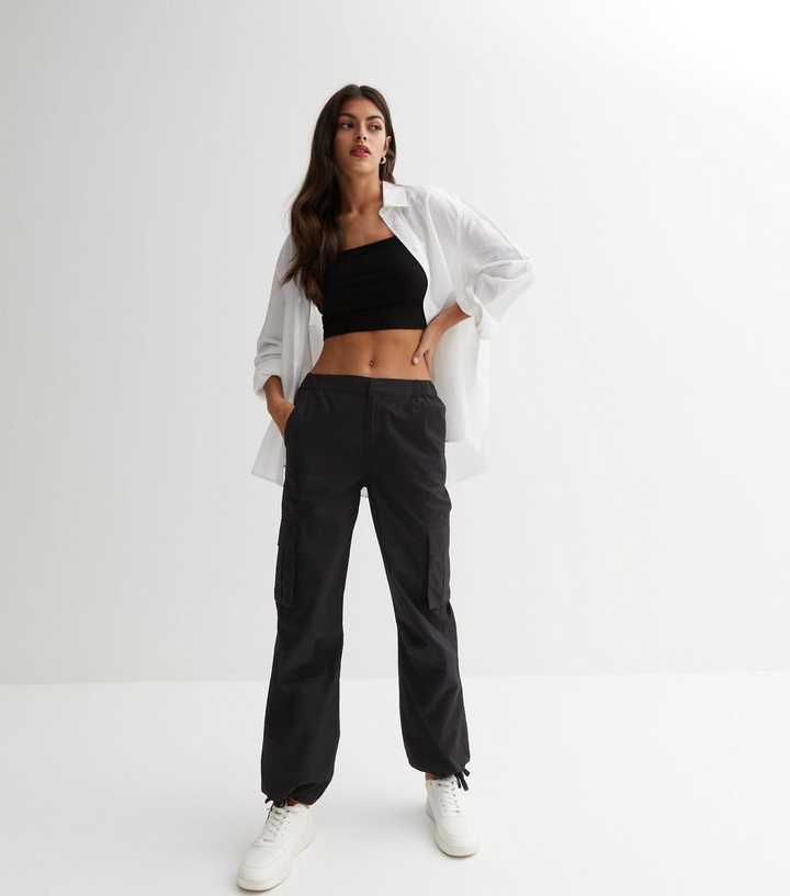 Black Parachute Cargo Trousers