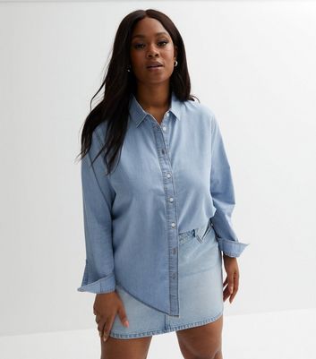 Blue denim clearance long sleeve shirt