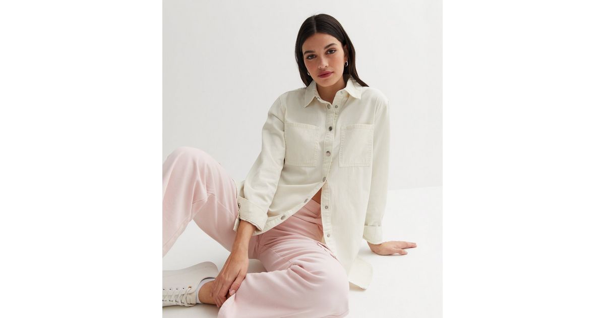 Taylor Denim Top in Off White main image 1