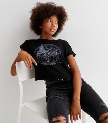 Girls Black Eagle Nevada Logo T-Shirt