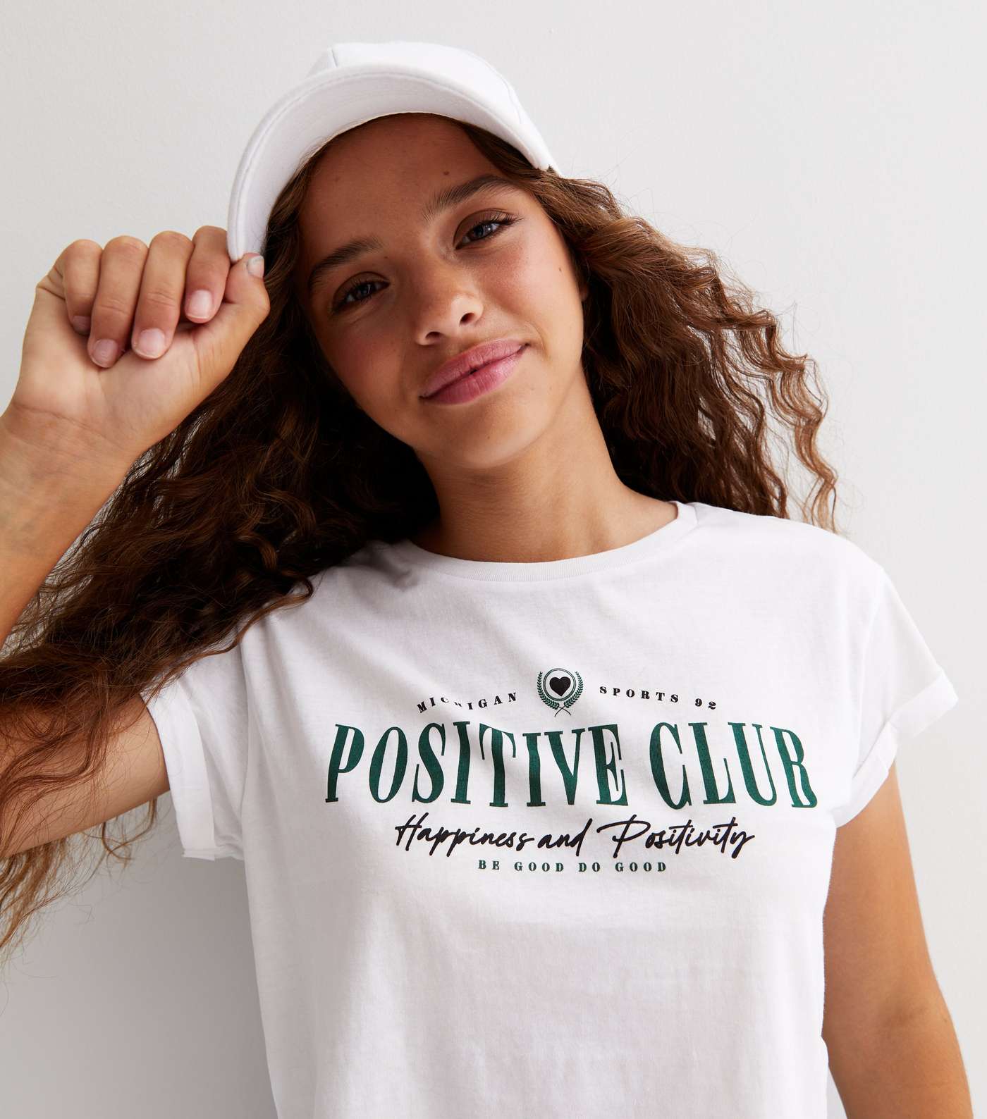 Girls White Logo Positive Club T-Shirt