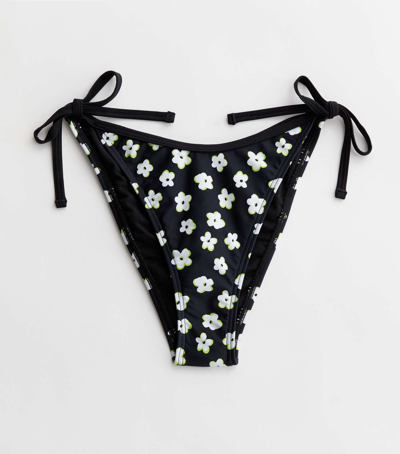 Black Daisy Tie Side Bikini Bottoms Image 5