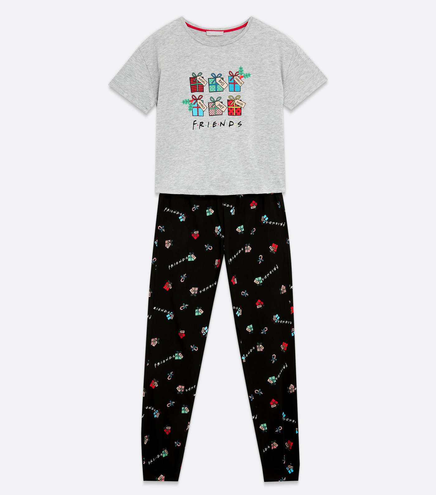 Grey Jogger Pyjama Set with Friends Christmas Gift Logo Image 5