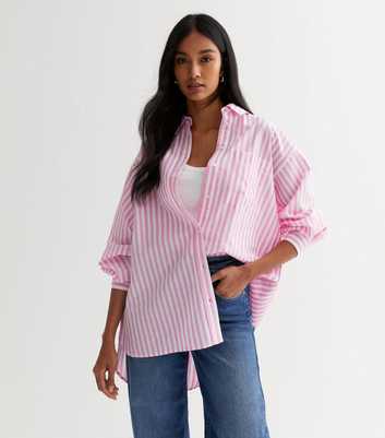 Pink Stripe Poplin Oversized Shirt