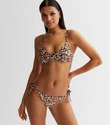 Brown Geometric Tie Side Bikini Bottoms
