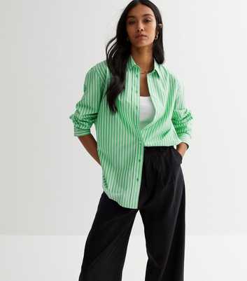 Green Stripe Poplin Long Sleeve Shirt