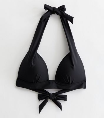 Black Halter Neck Lift & Shape Bikini Top New Look