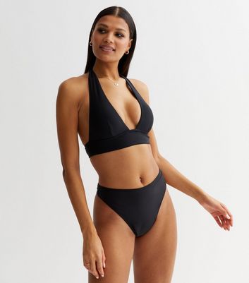 Black halter sale top bathing suit