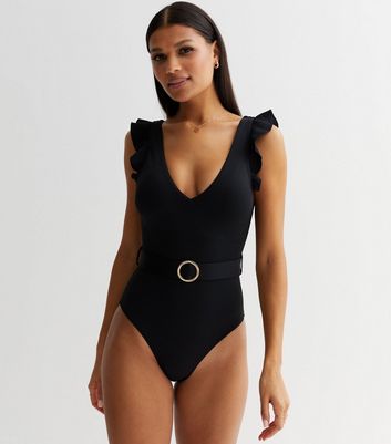 Belted store black swimsuit