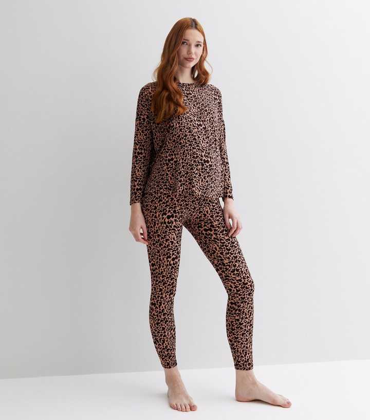 Maternity Brown Animal Print Long Sleeve Leggings Set