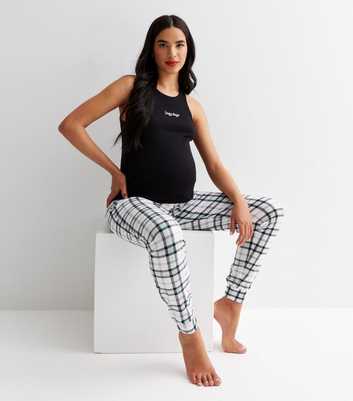 Maternity Black Vest Pyjama Set with Check Print