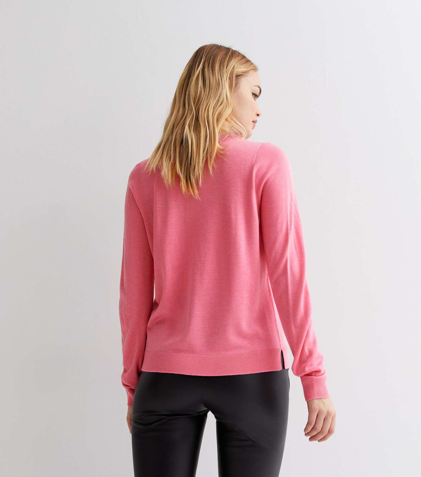 Bright Pink Crew Neck Long Sleeve Jumper Image 4