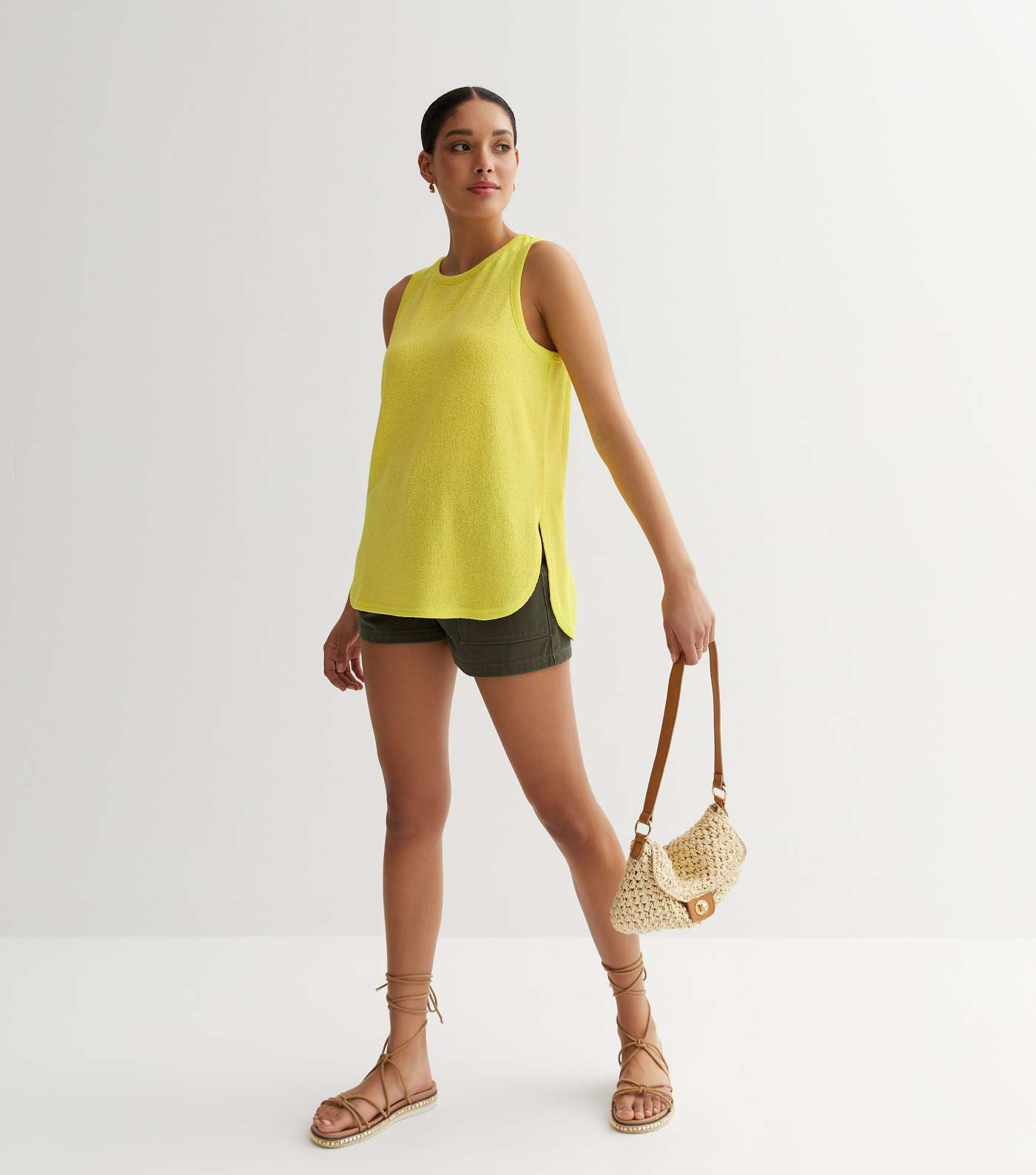 Yellow Fine Knit Towelling Vest Image 2
