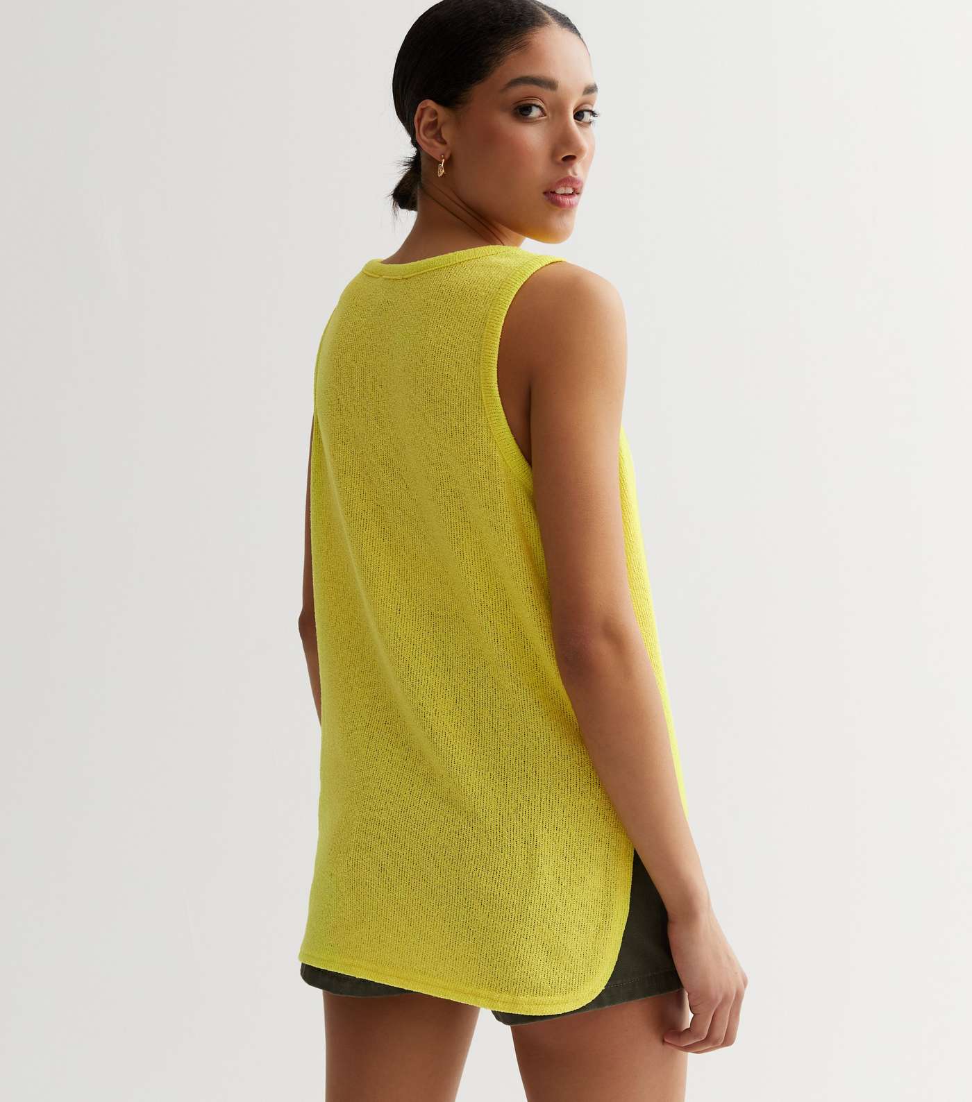 Yellow Fine Knit Towelling Vest Image 4