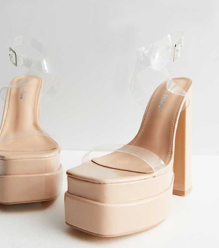 clear strap platform heels