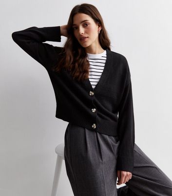 Black button best sale front cardigan