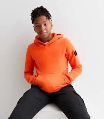 Jack & Jones Junior Bright Orange Jersey Hoodie