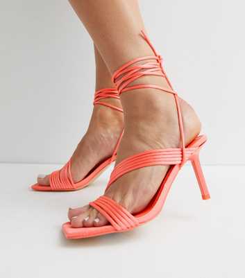 Public Desire Mid Pink Strappy Stiletto Heel Sandals