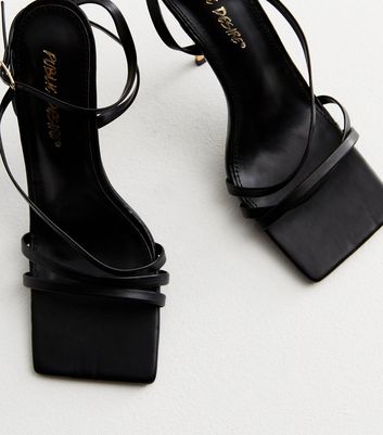 Public Desire Black 2 Part Stiletto Heel Sandals New Look