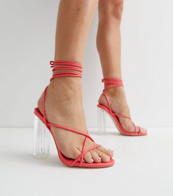 Public Desire Coral Strappy Clear Block Heel Sandals