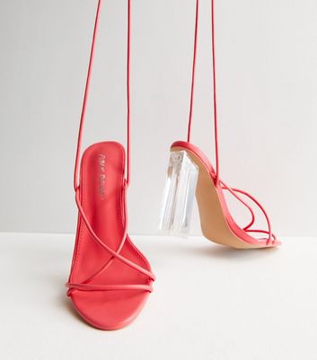 Red clear strap sales heels