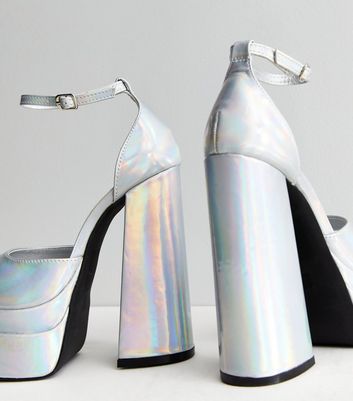 Holographic on sale block heels