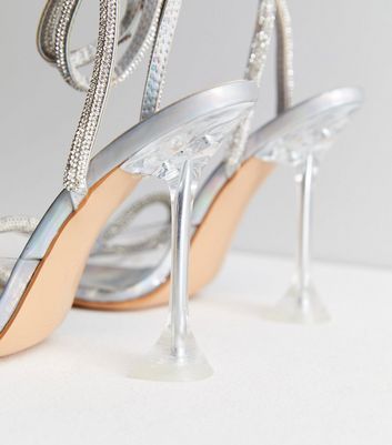 Metallic silver store high heels