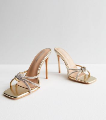 Gold 2024 strappy mules