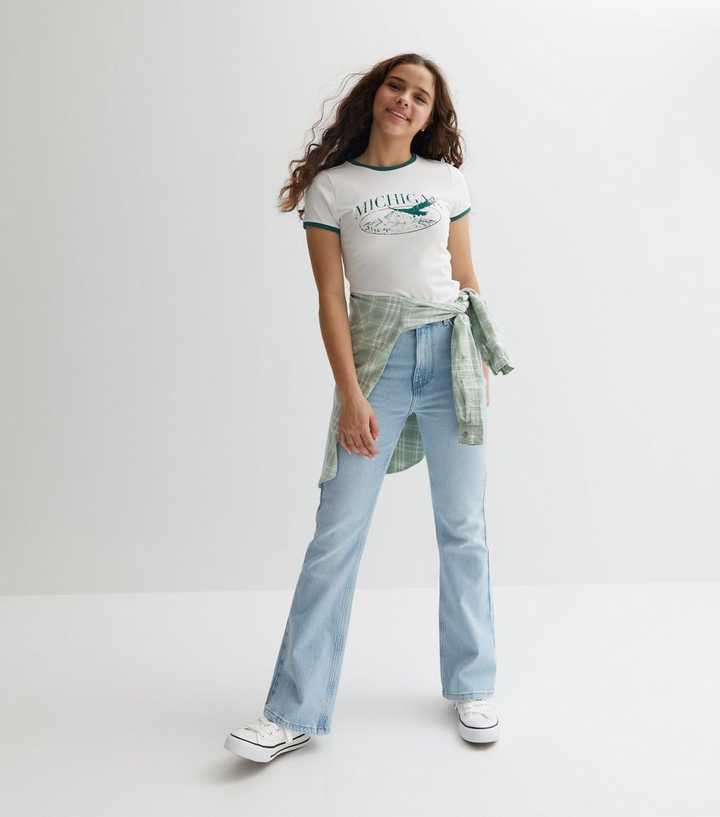 Girls Pale Blue High Waist Flared Brooke Jeans
