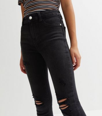 Girls black ripped on sale jeans