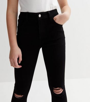 Girls black hot sale ripped skinny jeans