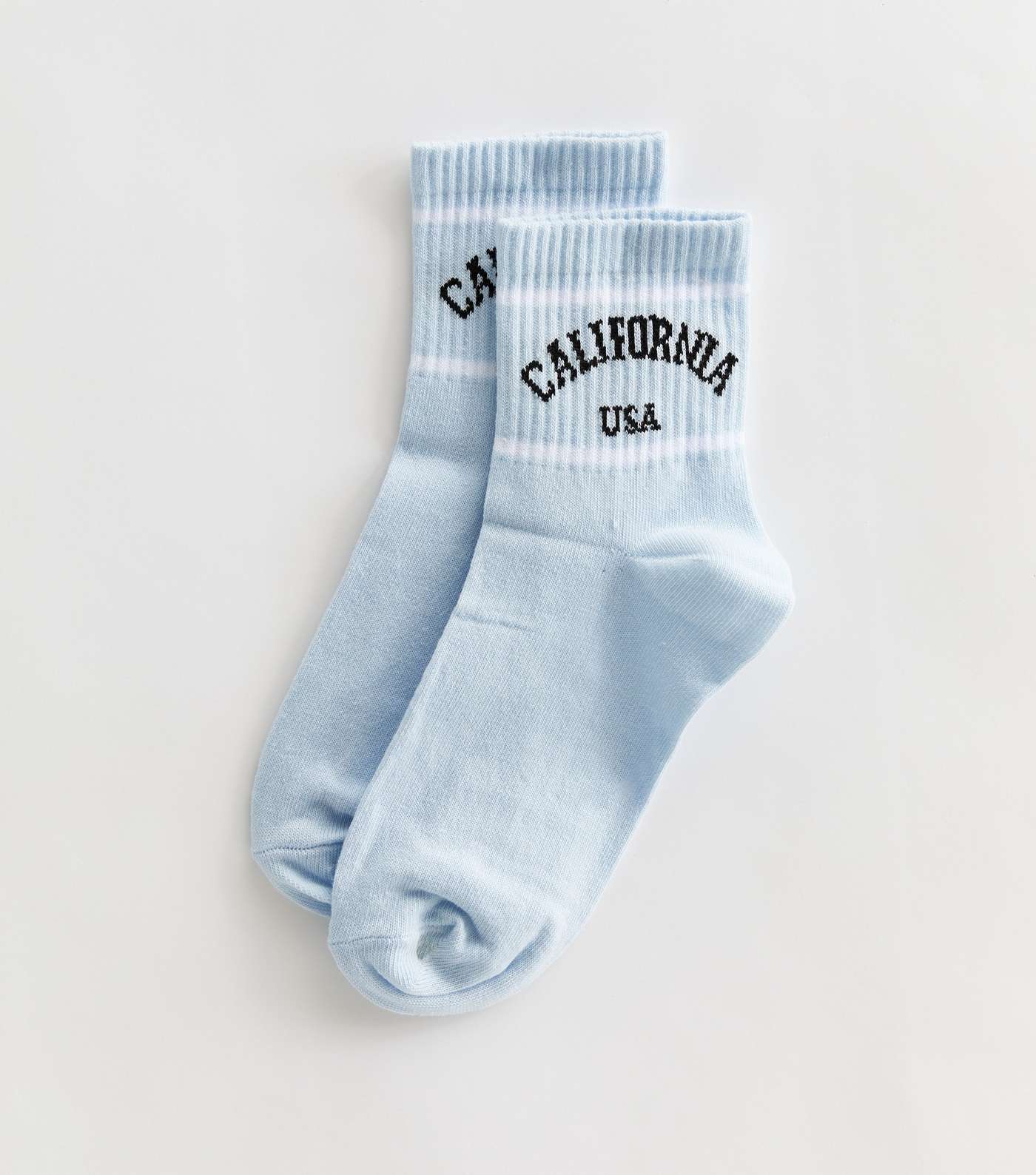 Pale Blue Ribbed California Tube Socks