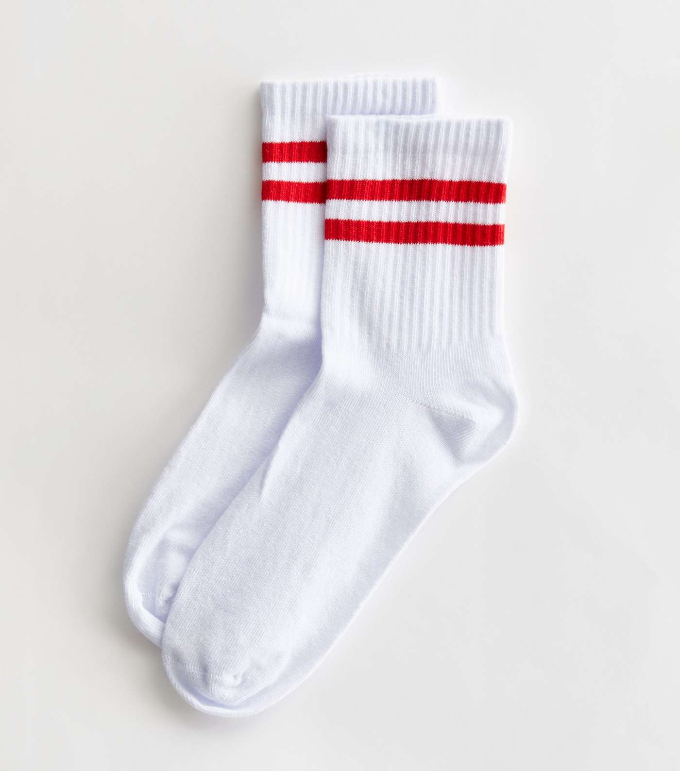 Red Ribbed Stripe Tube Socks