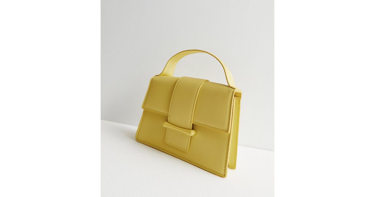Yellow LeatherLook Top Handle Cross Body Bag New Look