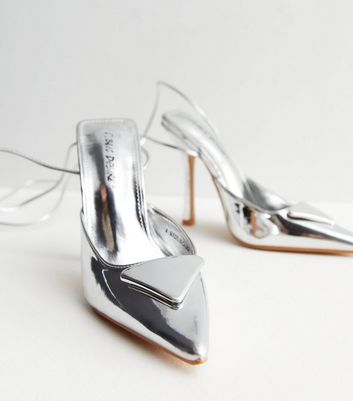 Metallic silver hot sale pointed heels