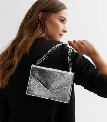 Silver metallic crossbody discount bag