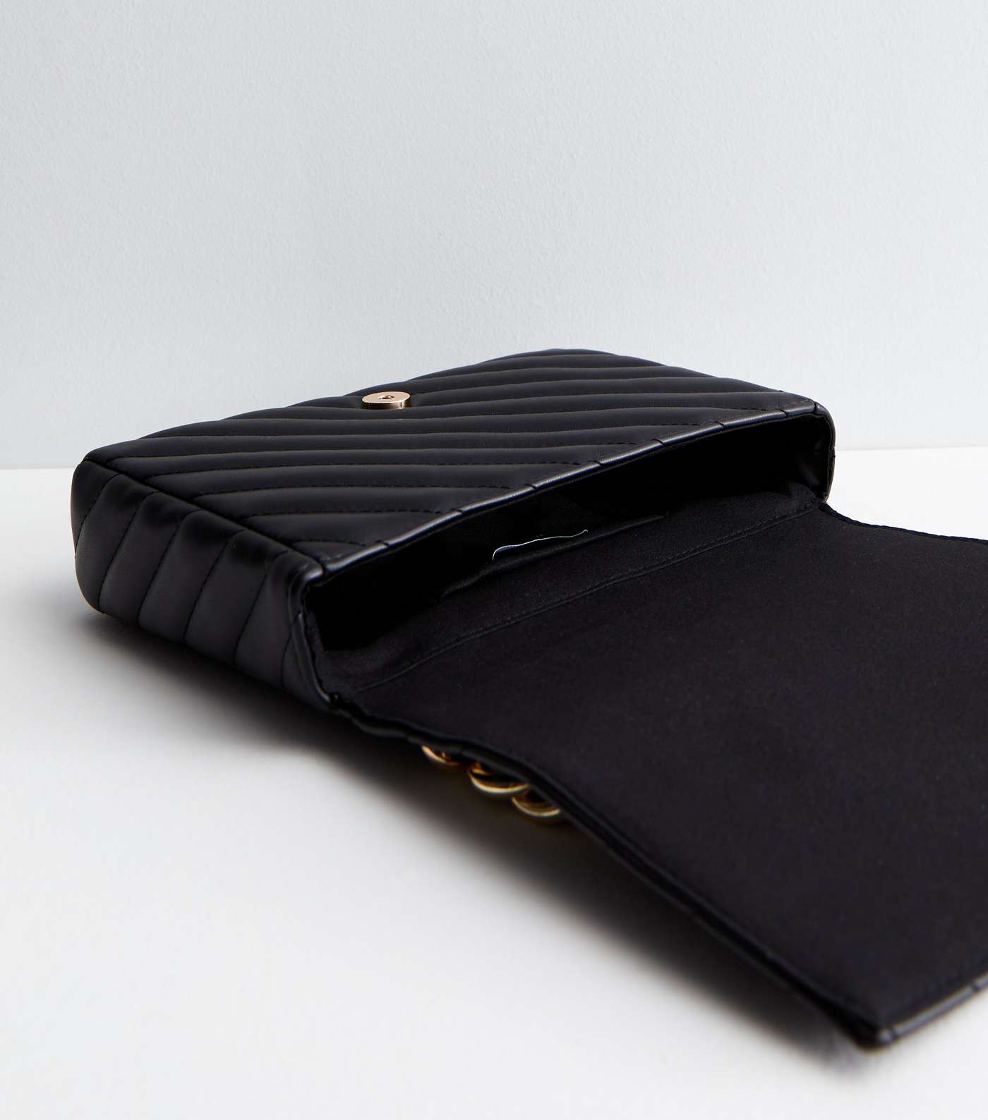 Black Diagonal Quilted Cross Body Bag Image 4
