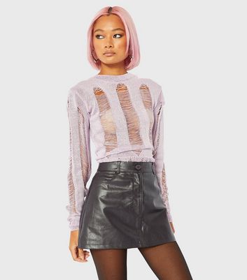 Skinnydip Purple Ladder Knit Crop 