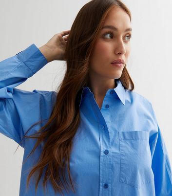 Pale Blue Poplin Long Sleeve Oversized Shirt | New Look