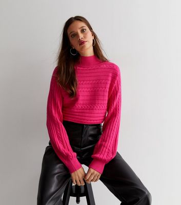 Bright pink best sale polo neck jumper