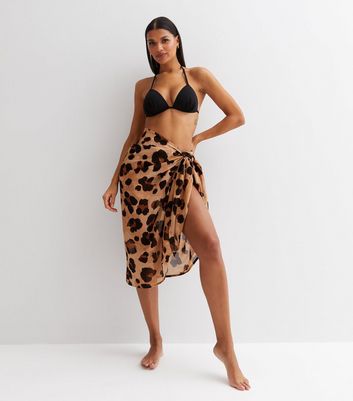 Leopard print shop beach wrap skirt