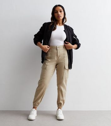 Petite Stone Oversized High Waisted Woven Trousers  PrettyLittleThing