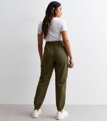 Stone Cotton Cuffed Cargo Trousers  New Look