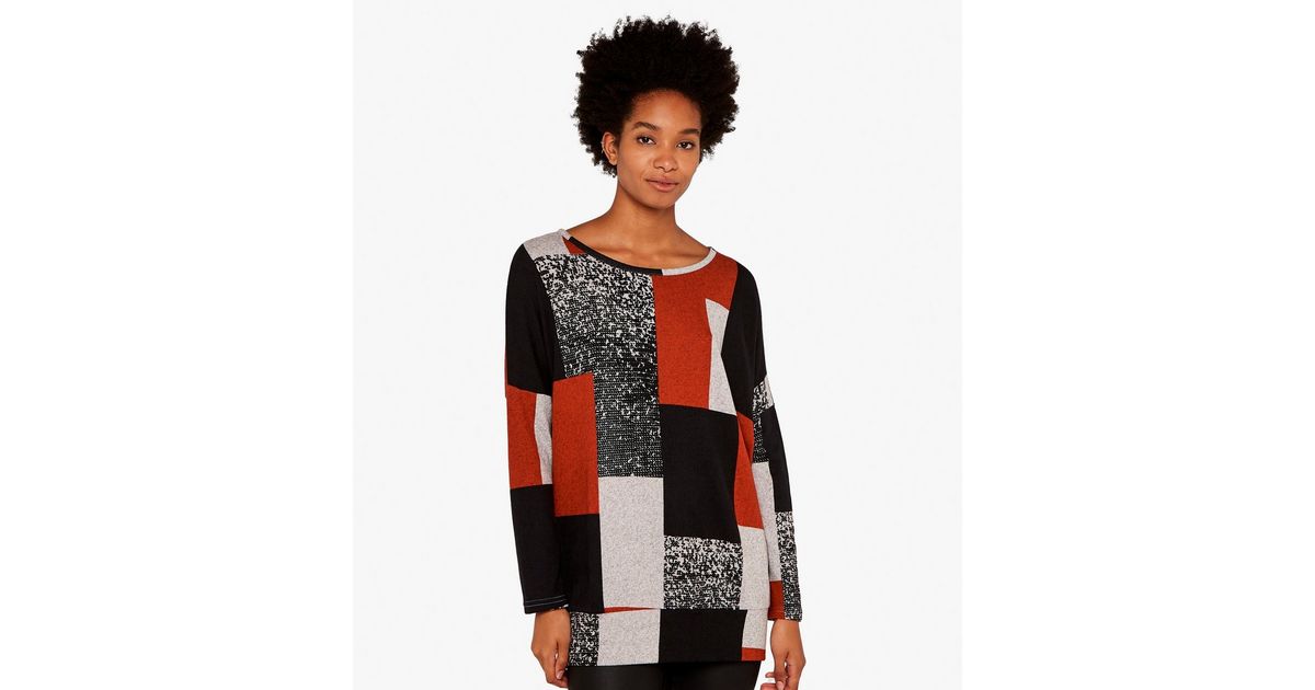 Apricot Red Colour Block Oversized Jumper New Look