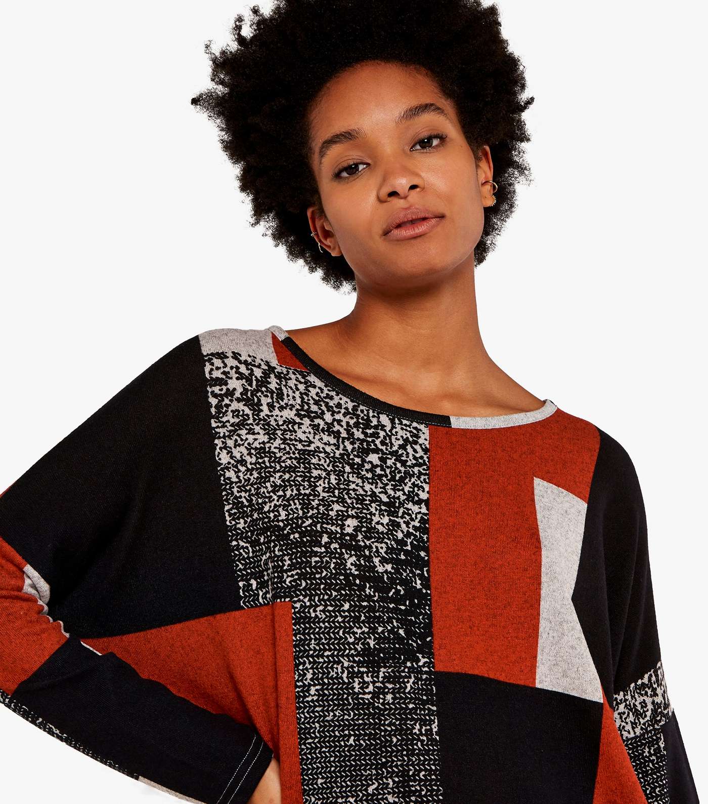 Apricot Red Colour Block Oversized Jumper Image 2
