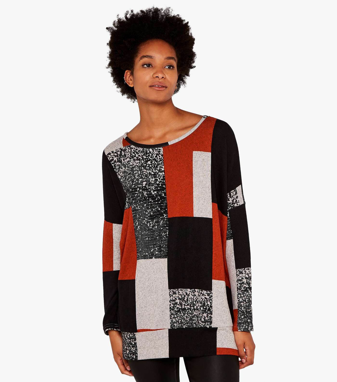 Apricot Red Colour Block Oversized Jumper Image 4