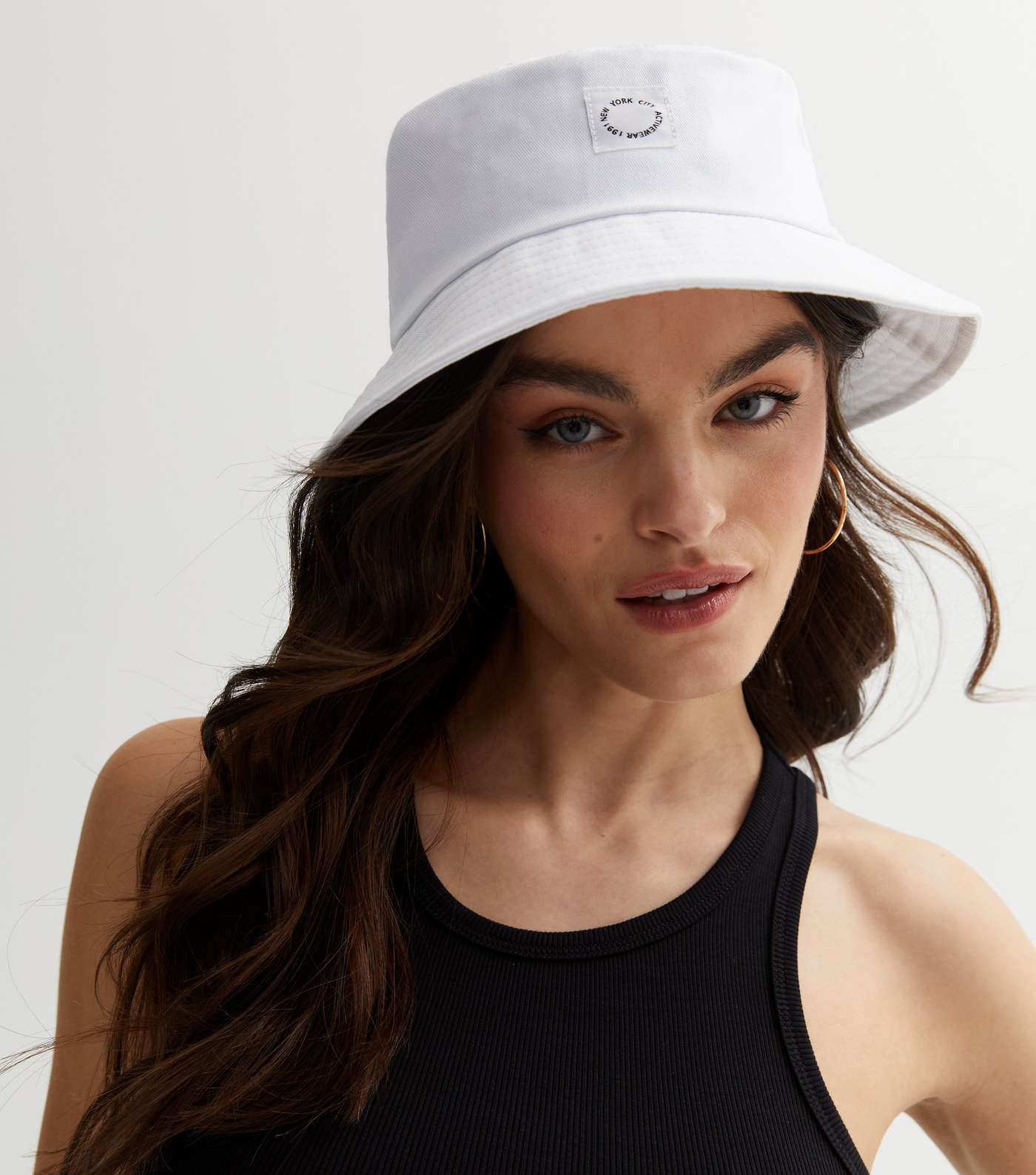 White Embroidered New York City Bucket Hat