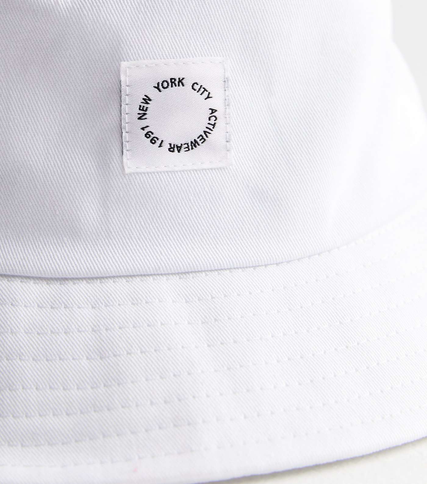 White Embroidered New York City Bucket Hat Image 3