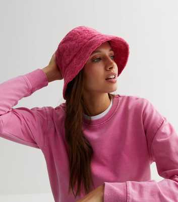 Bright Pink Towelling Bucket Hat