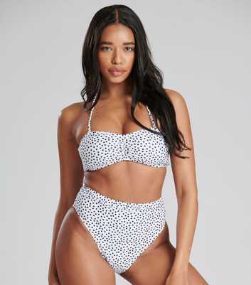 South Beach White Spot Halter Bikini Set